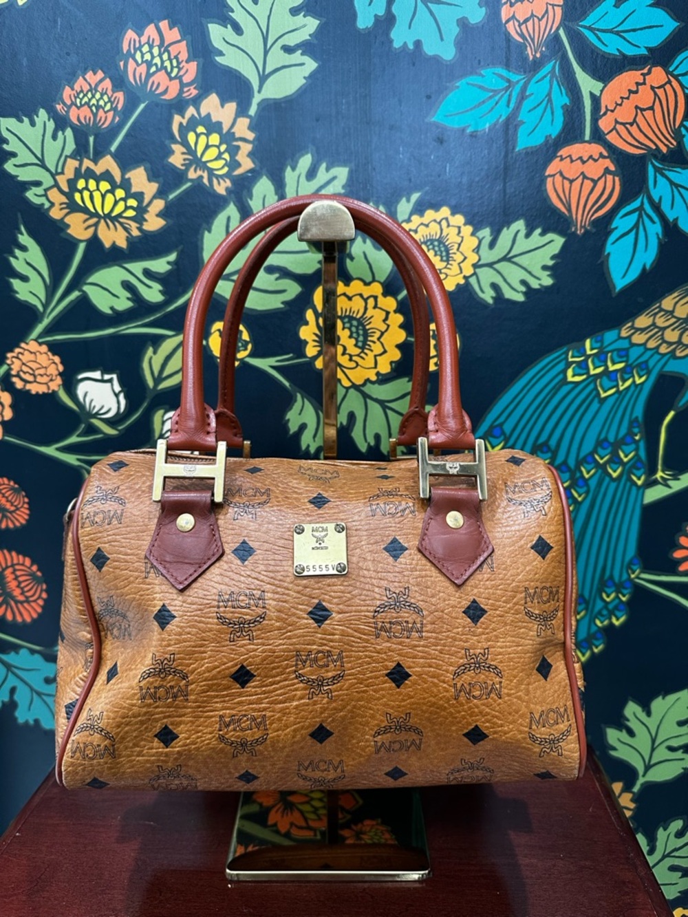 Vintage MCM München Boston Bag Cognac Visetos Satchel German Era Top Handle - Picture 3 of 14